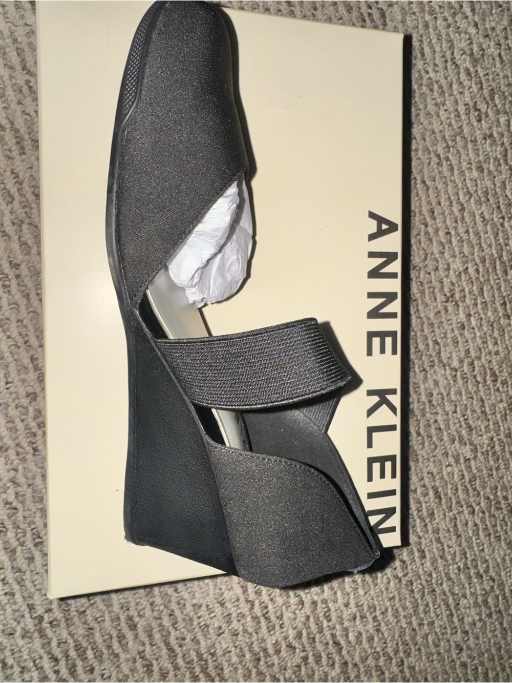 Anne Klein Tara  Black Comfort Wedge Shoes Women’s Size 8M NIB